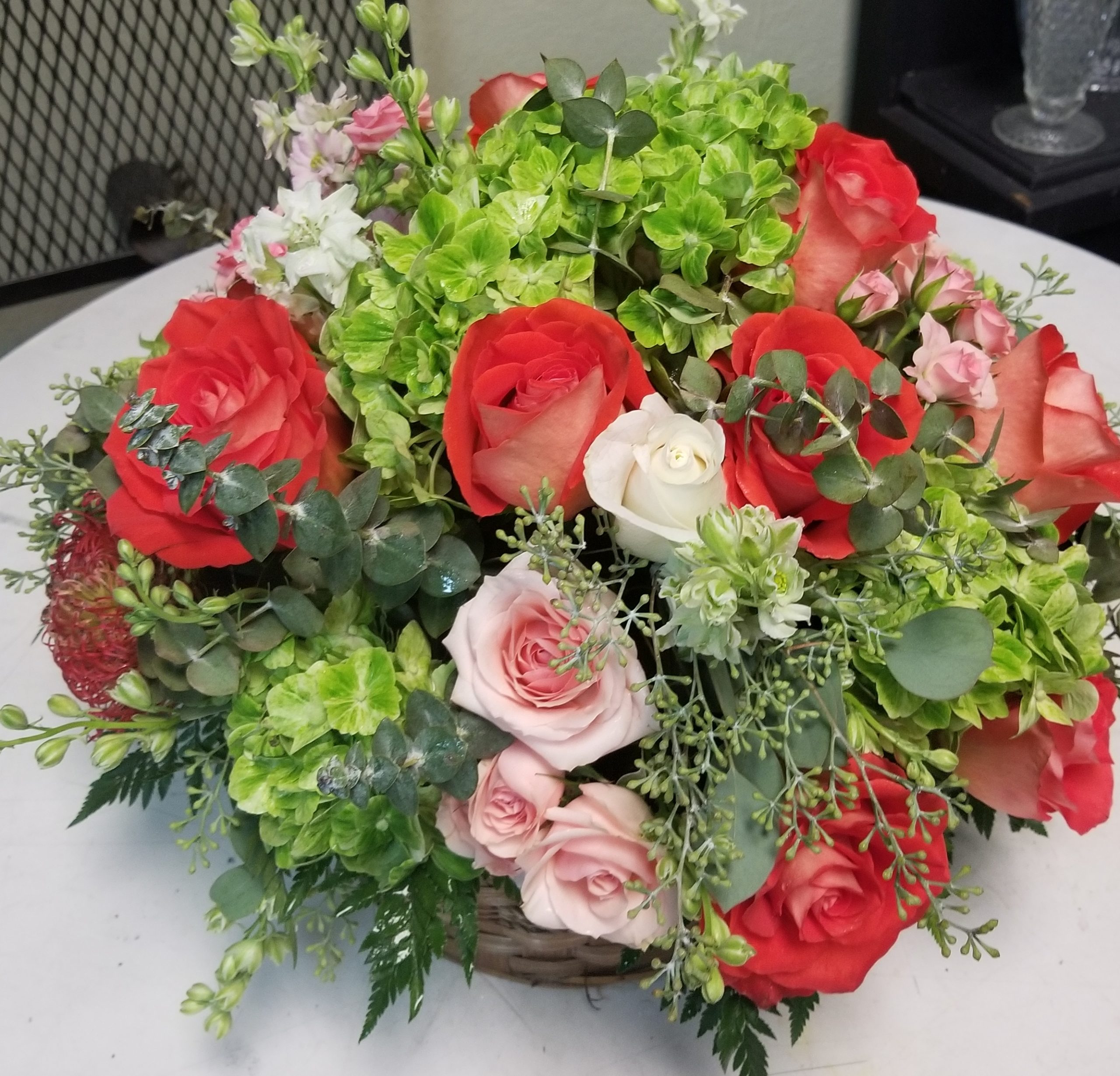 Large basket/container with mixture of novelty and standard flowers. Photos are examples - Image 2