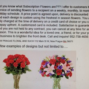 Subscription Flowers-THIS IS A RECURRING ORDER!!!! Please give us a call to set up a schedule for ongoing deliveries and to collect payment details.