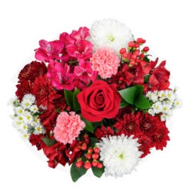 Valentines Mix Medium basket/container with mix of novelty and standard flowers